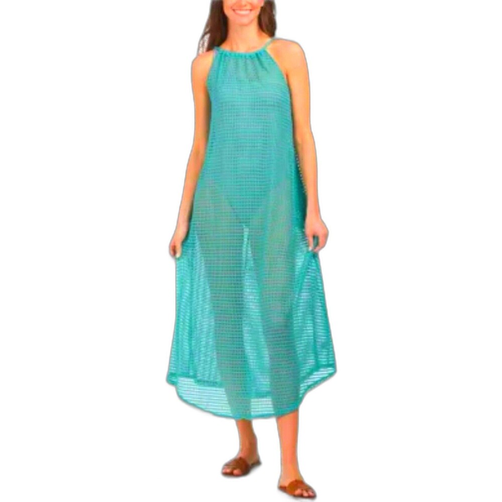 Haute Hippie Aqua Boho Crochet Beach Cover-up with Rope Straps Size L